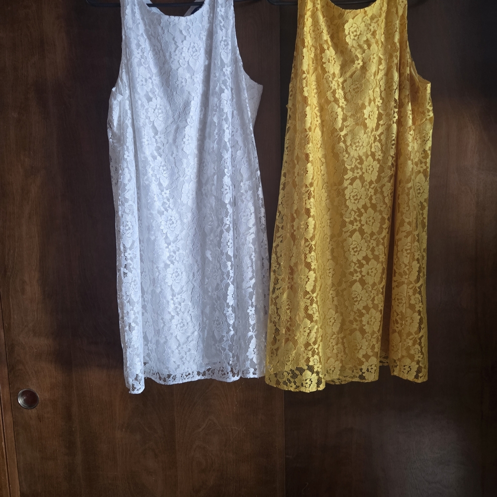 Apt. 9 White and Yellow Lace Midi Dresses